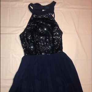 Short Navy Blue Princess Prom Dress